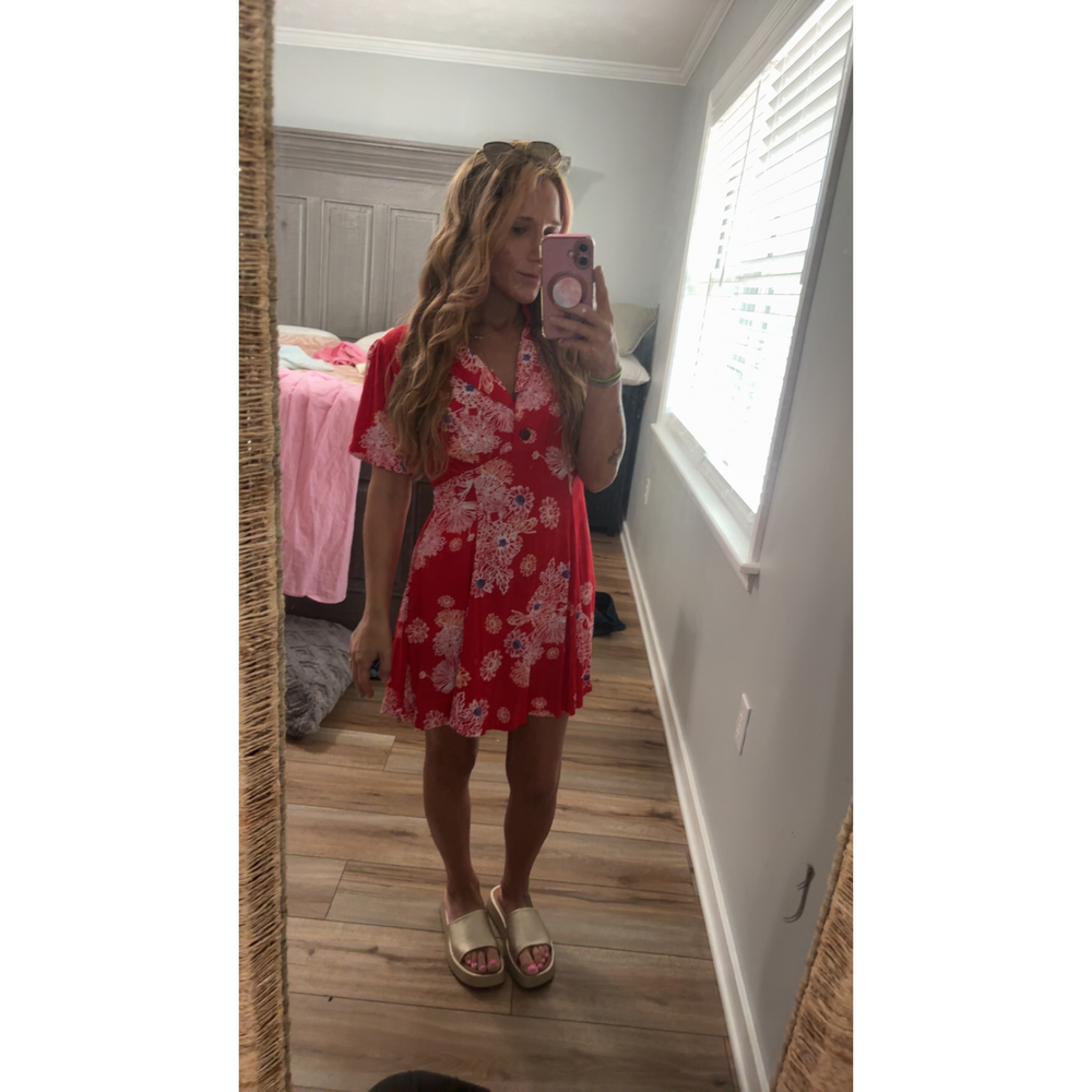 Free People Red Floral Mini Dress